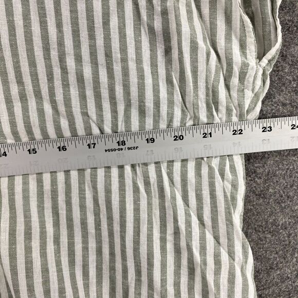 5/$45 Caslon Blouse Women L Large Gray Striped Short Sleeve Linen Crew Neck - Picture 7 of 9